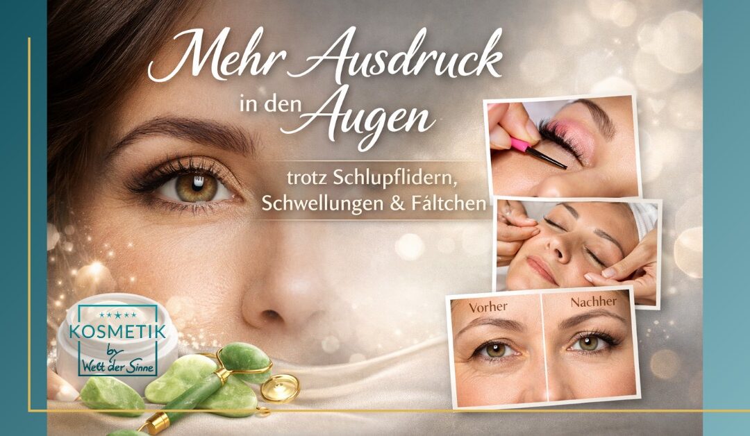 Der klare Weg zu frischen Augen ohne OP: Rahmen geben (Wimpern & Brauen färben), entstauen (Lymphdrainage), glätten und strahlen – Augenbehandlung in Leverkusen.