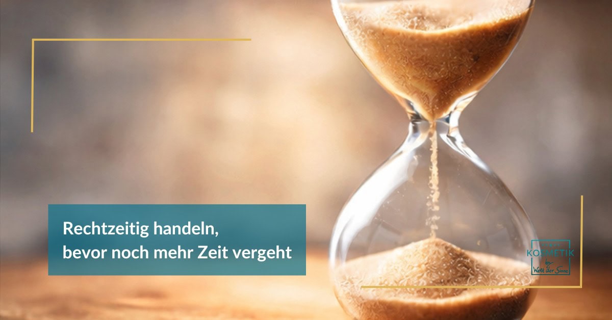 Symbolbild zeigt den Unterschied zwischen natürlicher Hautalterung durch Zeit und Einfluss von Lebensstil wie Ernährung, Bewegung und Stress auf die Haut